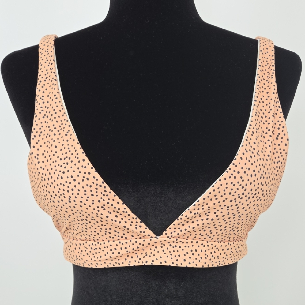 Zaful Peach Black Dot V-Neck Bikini Bralette